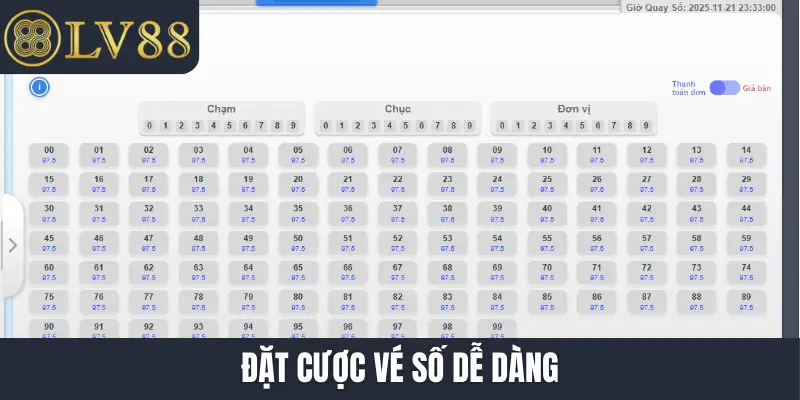 Đặt cược vé số dễ dàng