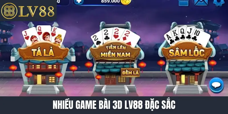 Nhiều game bài 3D LV88 đặc sắc