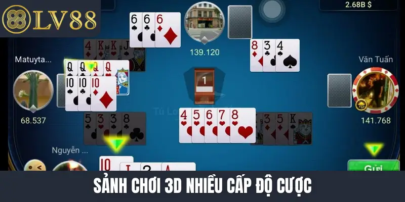 Sảnh chơi 3D nhiều cấp độ cược